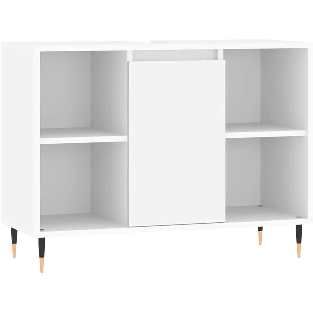 vidaXL Single Door White Wood Bathroom Cabinet Image 2