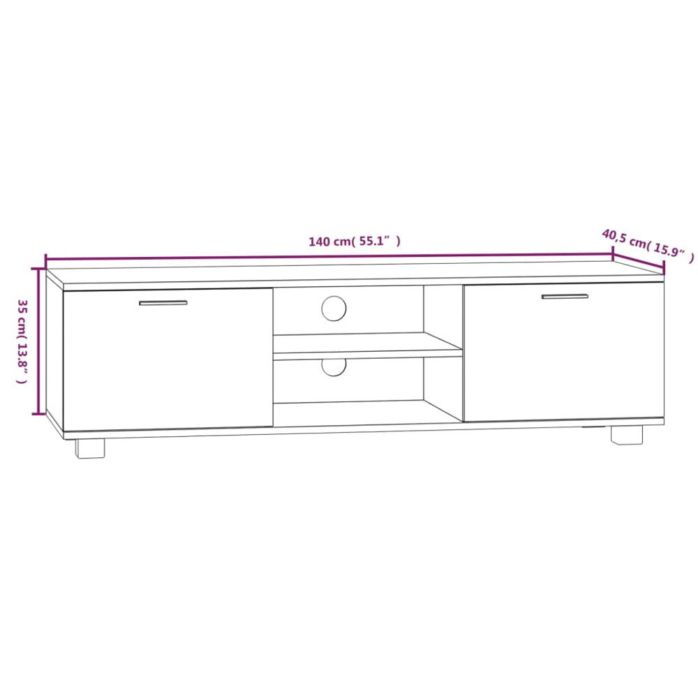 vidaXL 2 Door 2 Shelf Black TV Cabinet Image 8