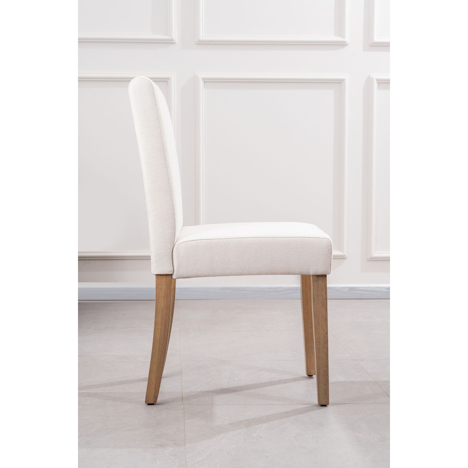 Oxford Set of 2 Cream Linen Dining Chair Image 2