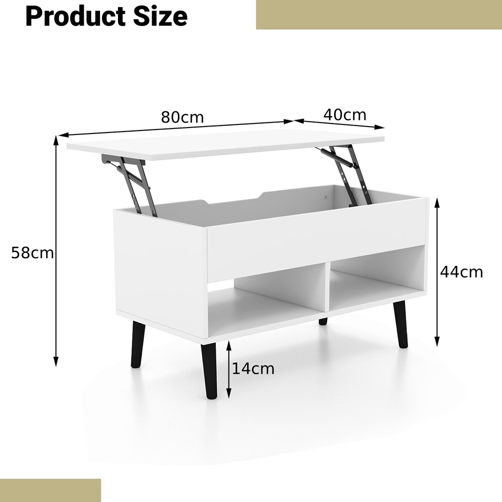 Costway 2 Shelf White Lift Up Top Coffee Table Image 9