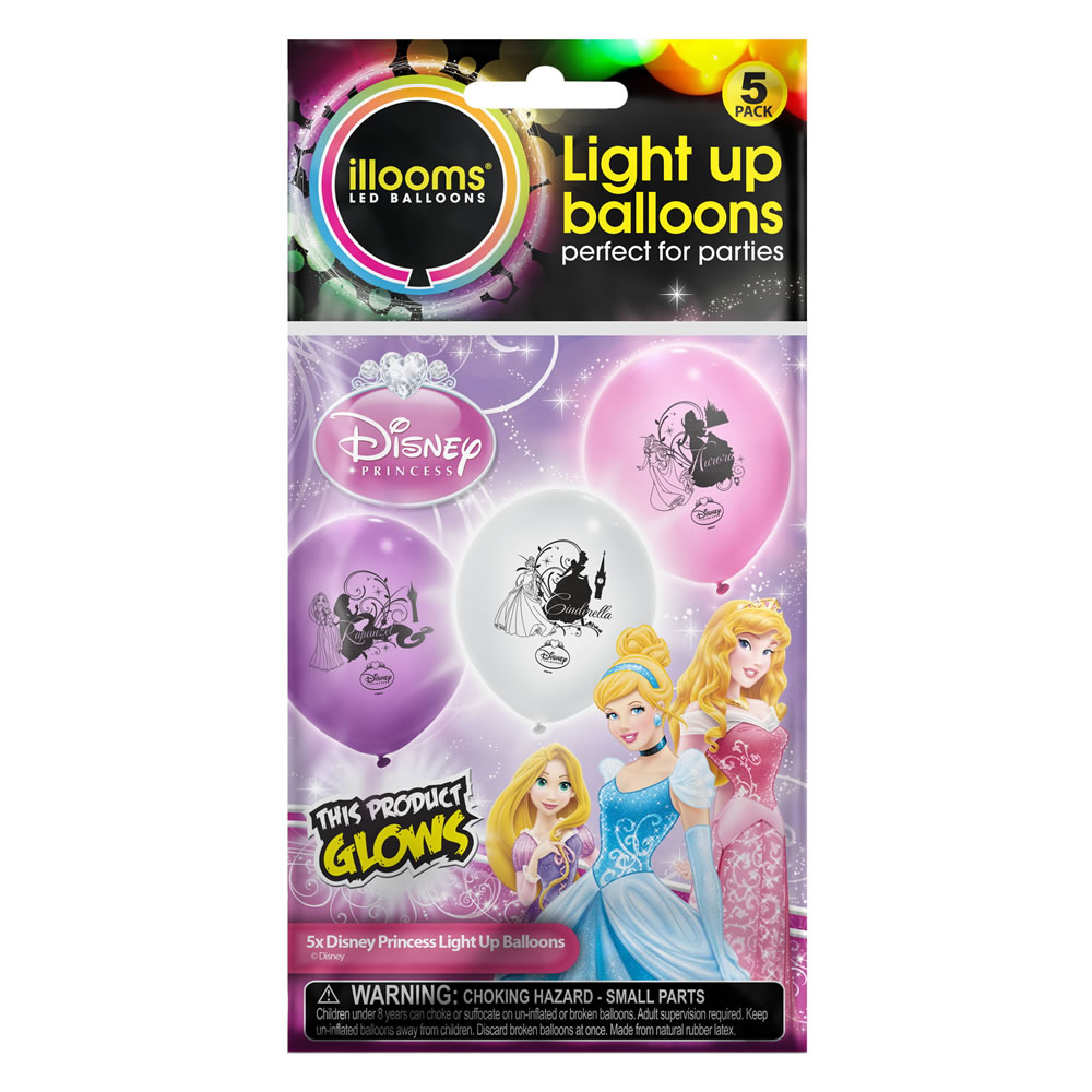 Illooms Light Up Balloons Disney Princess 5pk Image