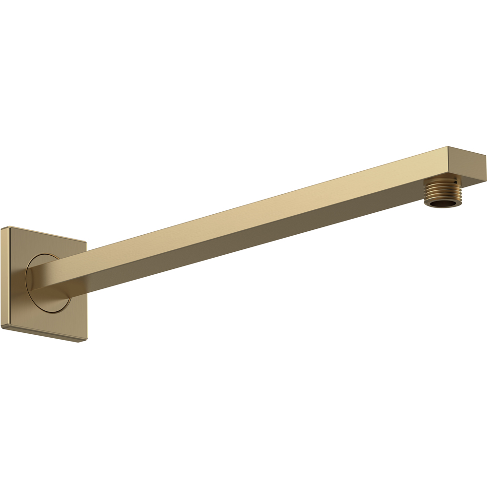 nuie Brushed Brass Small Rectangular Shower Arm Image 1