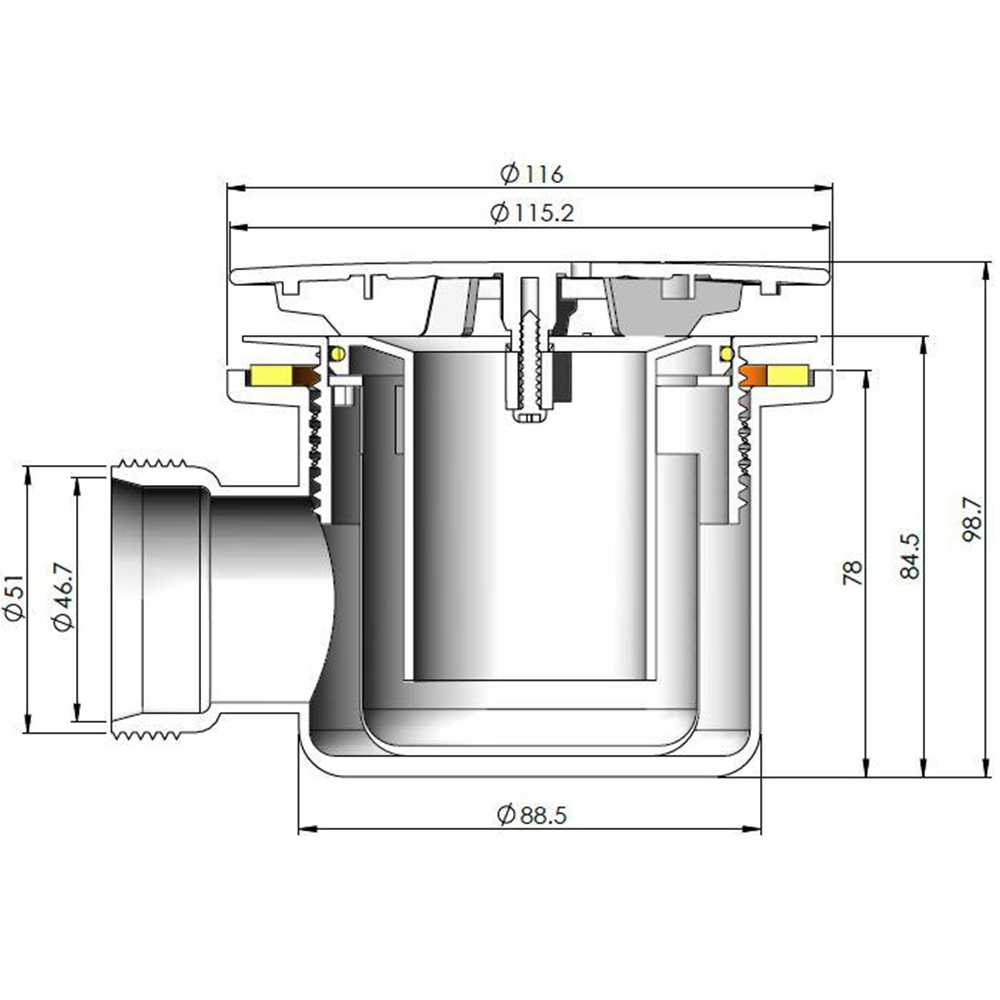 nuie Matt White and Brass Fast Flow Shower Waste Image 2
