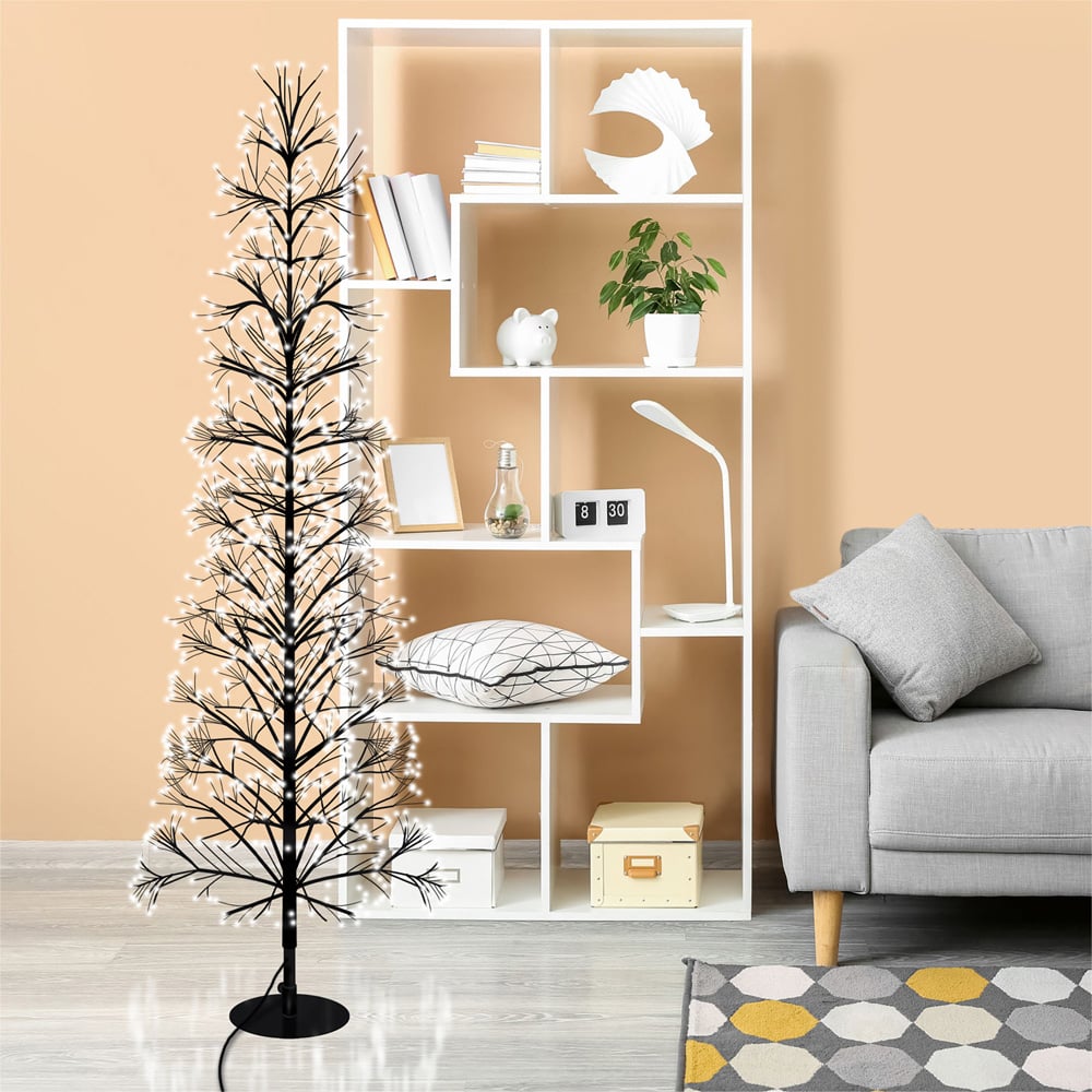 Xmas Haus 2000 Warm White Micro LED Black Firework Tree 5ft Image 2