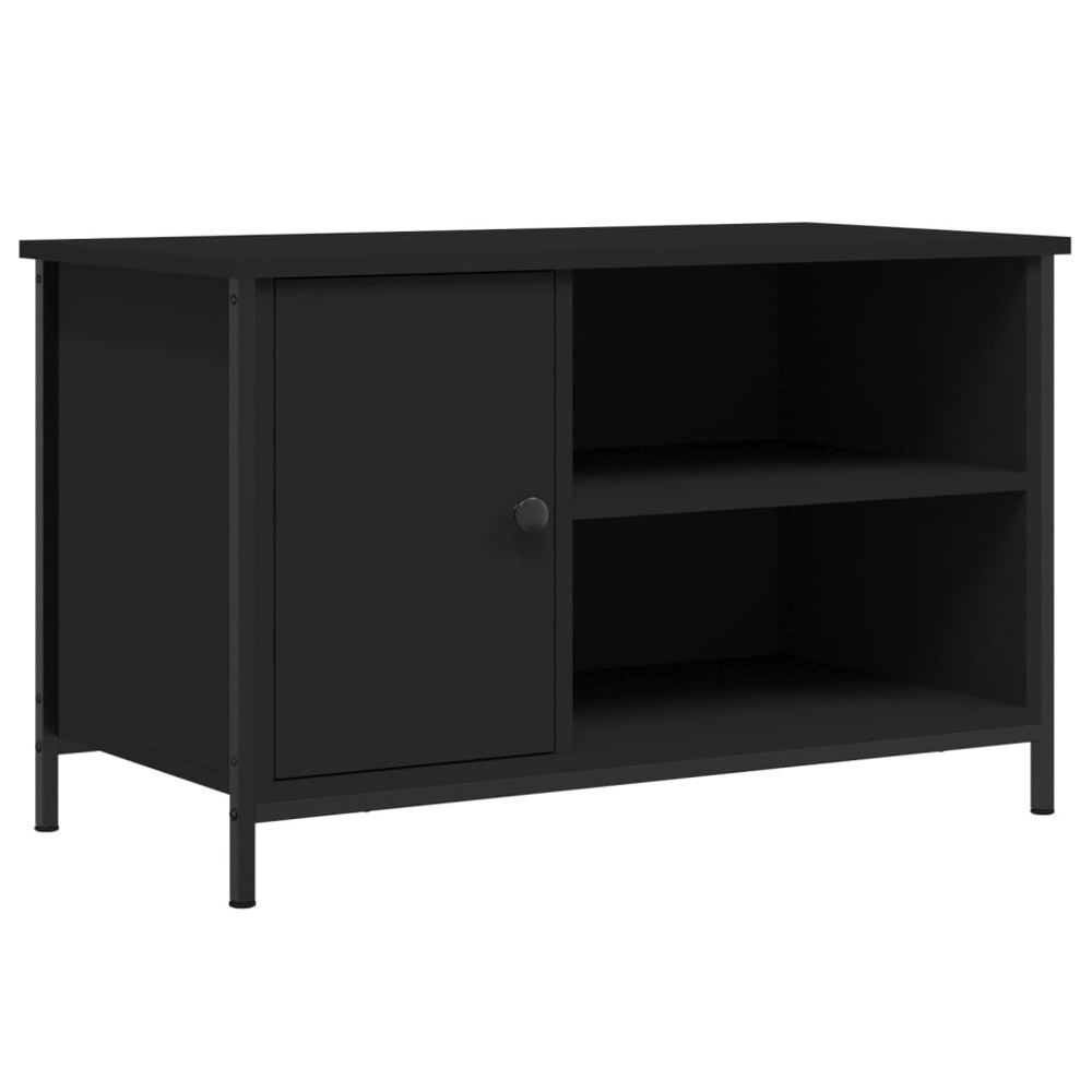 vidaXL Single Door 2 Shelf Black TV Cabinet Image 2