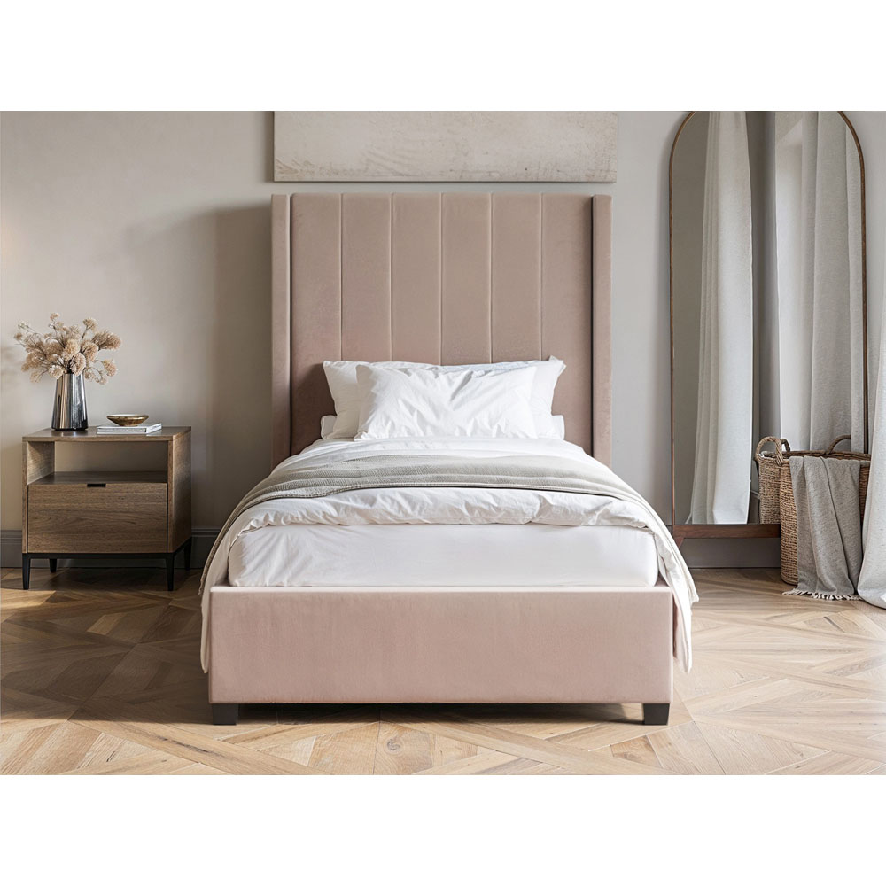 Flair Tiggy Single Pink Velvet Ottoman Bed Image 5