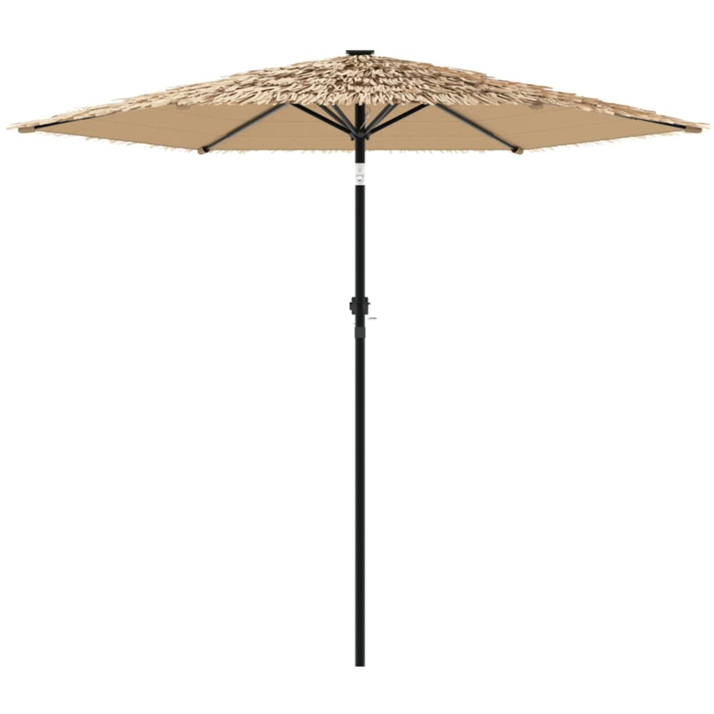 vidaXL Brown Straw Top Garden Parasol with Steel Pole 2.2m Image 3