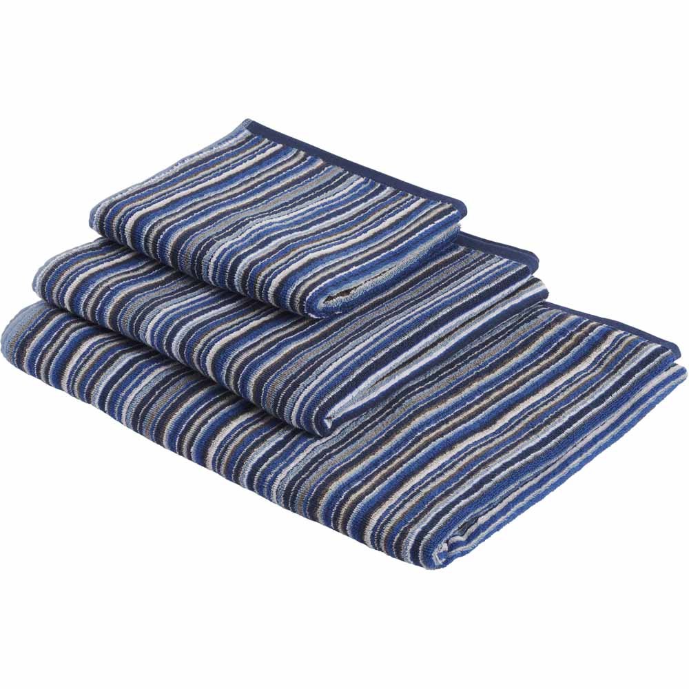 Wilko Blue Stripe Bath Towel Wilko