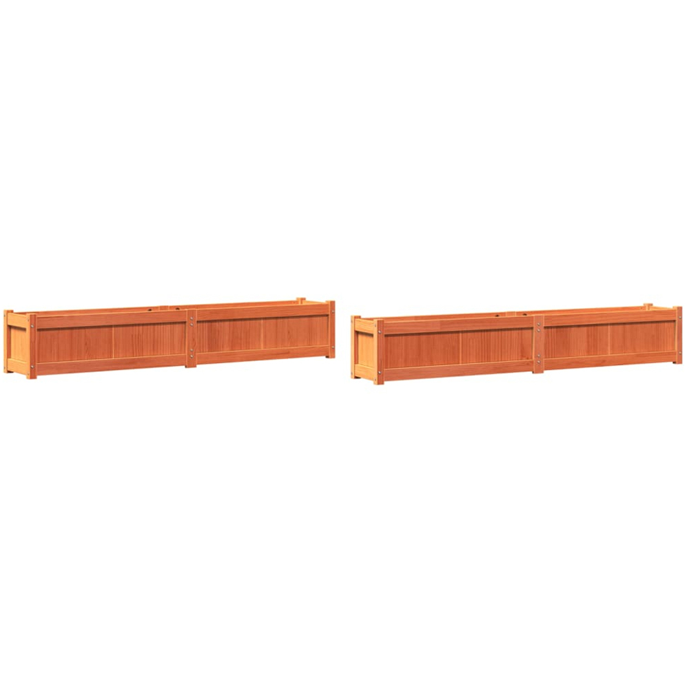 vidaXL Brown Pine Wood Garden Planter 31 x 180 x 31cm 2 Pack Image 1