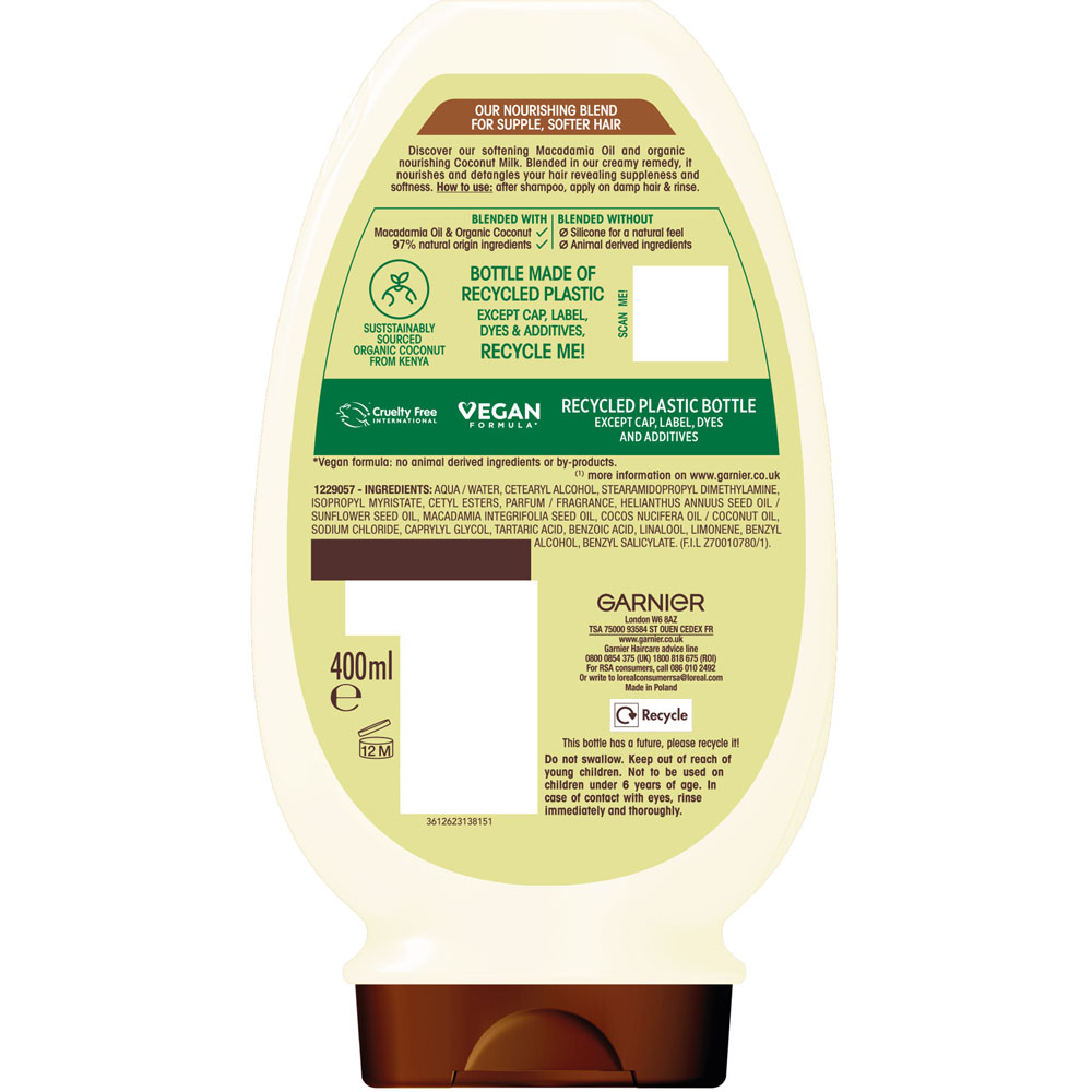 Garnier Ultimate Blends Coconut Milk Dry Hair Conditioner 400ml Image 4