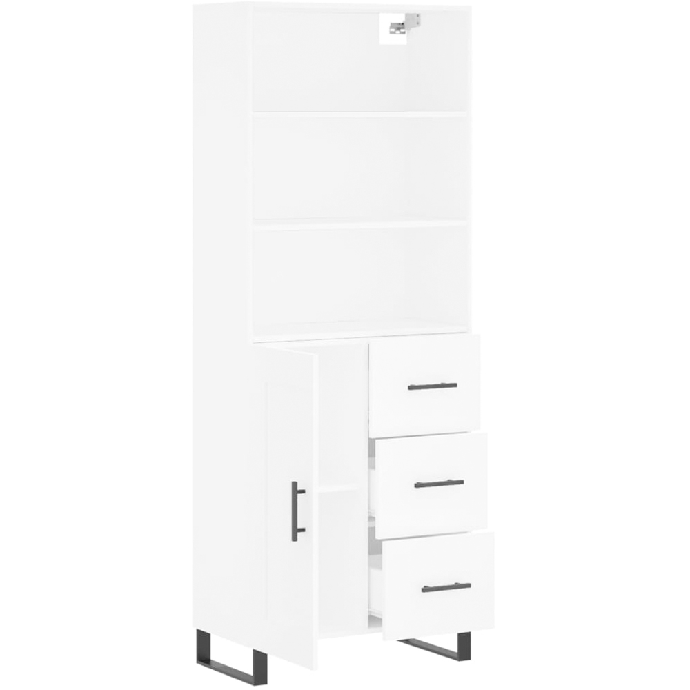 vidaXL Single Door 3 Drawer 3 Shelf White Highboard Image 4