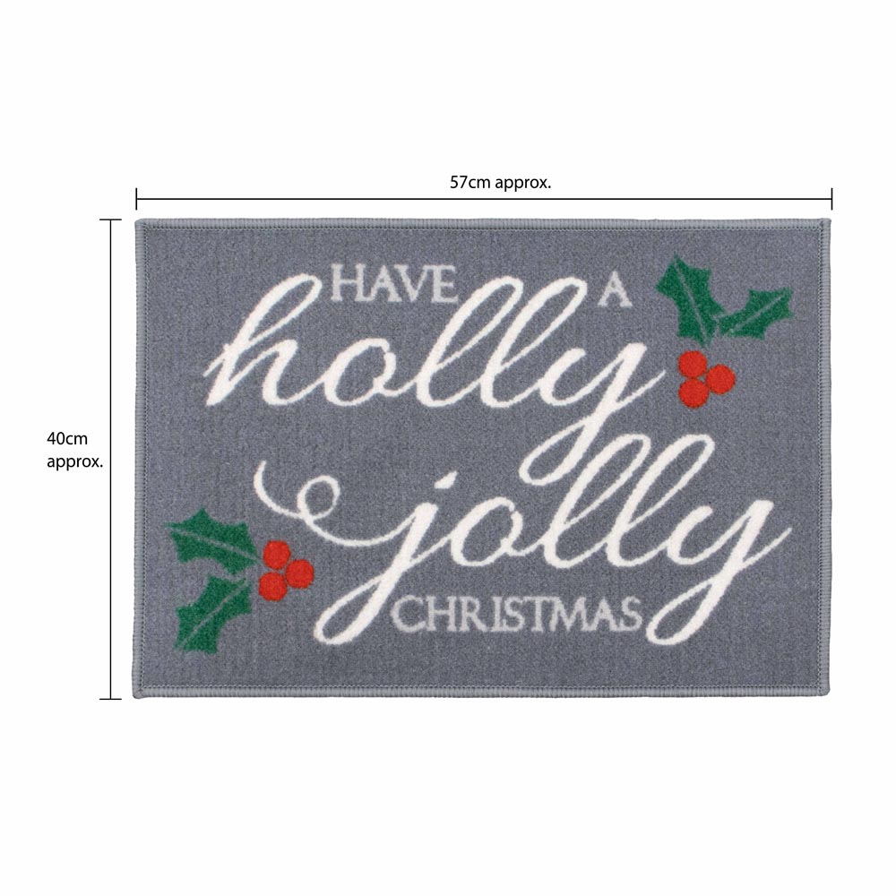 JVL Festive Christmas Holly Molly Machine Washable Indoor Doormat 40 x 57cm Image 7