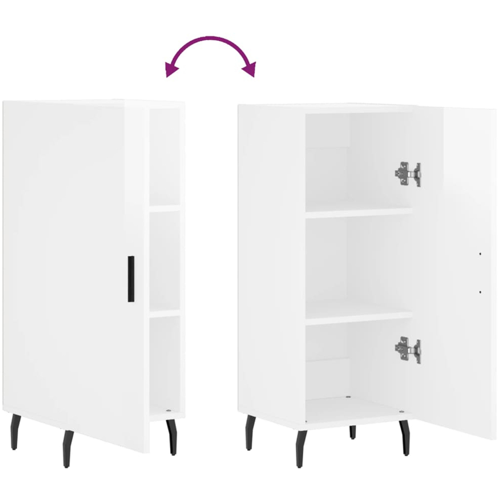 vidaXL Single Door High Gloss White Sideboard Image 9