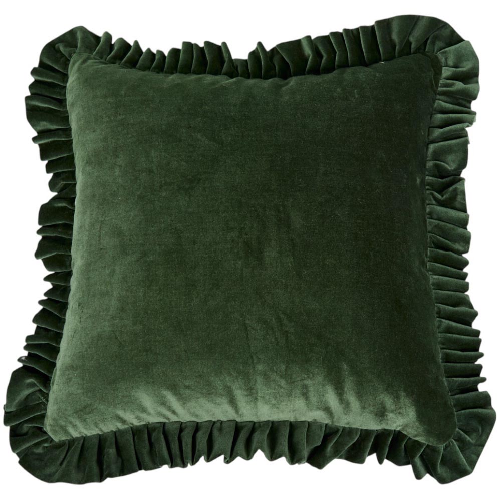 Raphael Ruffle Cushion  - Olive Image 1