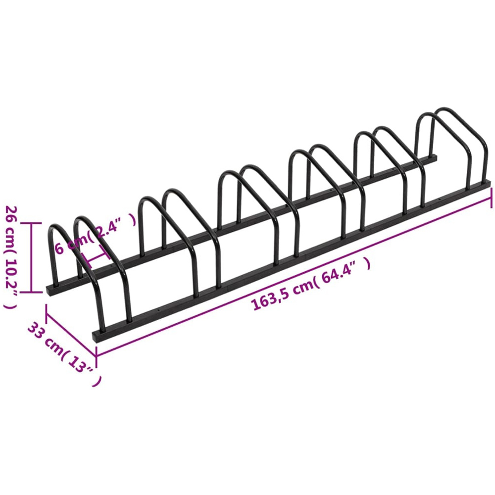 Wallplus Black Steel 6 Space Bike Rack Image 6
