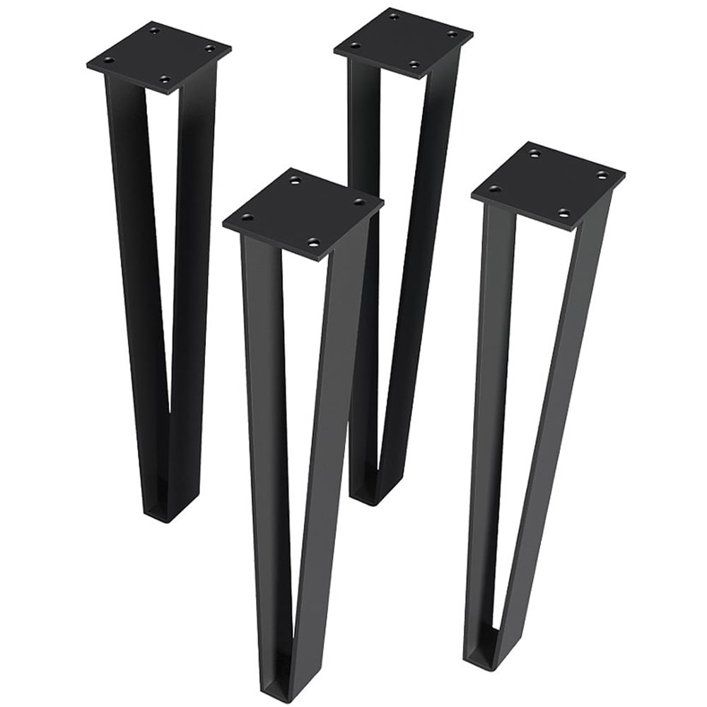 Living and Home 4 Pack Black Metal Trapezoid Furniture Legs 40cm Image 1