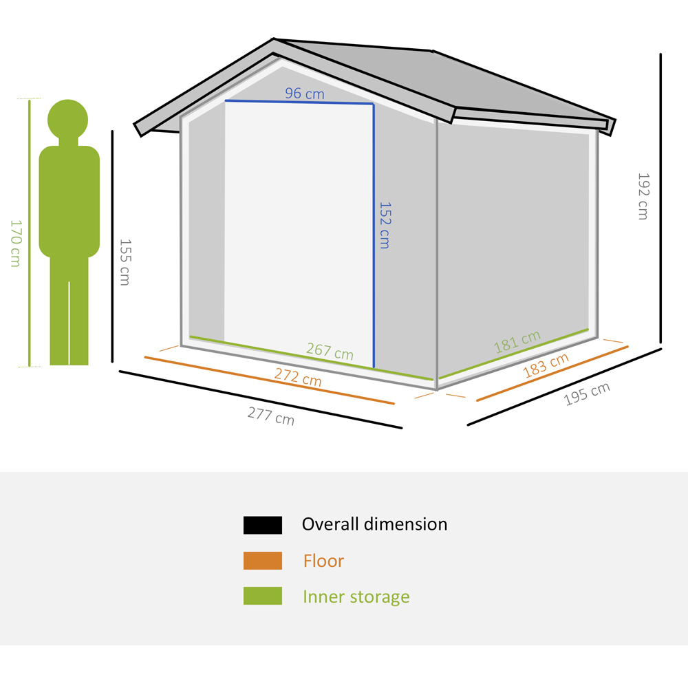 Outsunny Roofed Metal Storage Shed Image 8