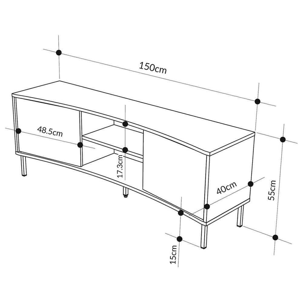 FWStyle Frem Modern 2 Door Ash Green Curved TV Stand Unit Image 7