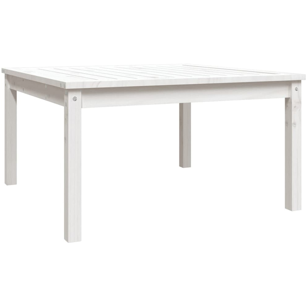vidaXL White Solid Pine Wood Slatted Garden Table 82.5 x 82.5cm Image 2