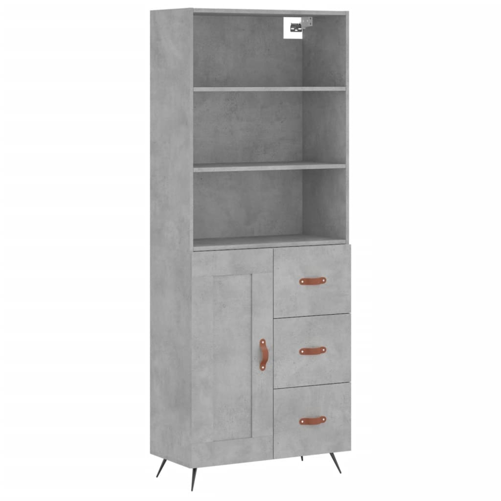 vidaXL Single Door 3 Drawer 3 Shelf Concrete Grey Highboard Image 2