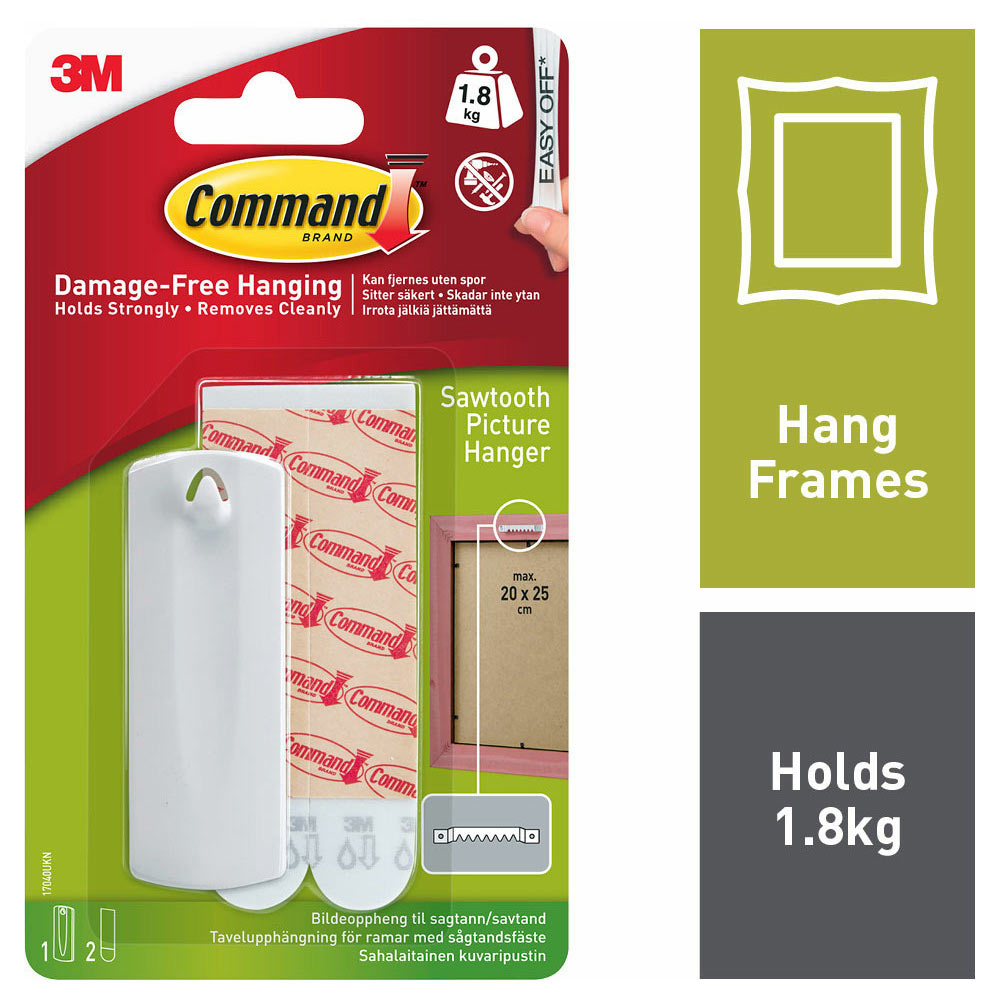 Command White Self Adhesive Sawtooth Picture Hanger Image 1
