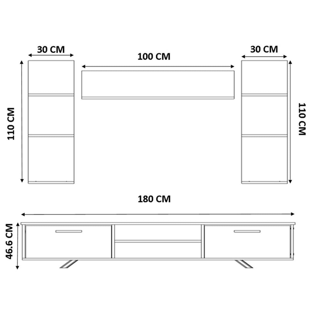 Evu MILANO 2 Doors Walnut TV Cabinet Image 5