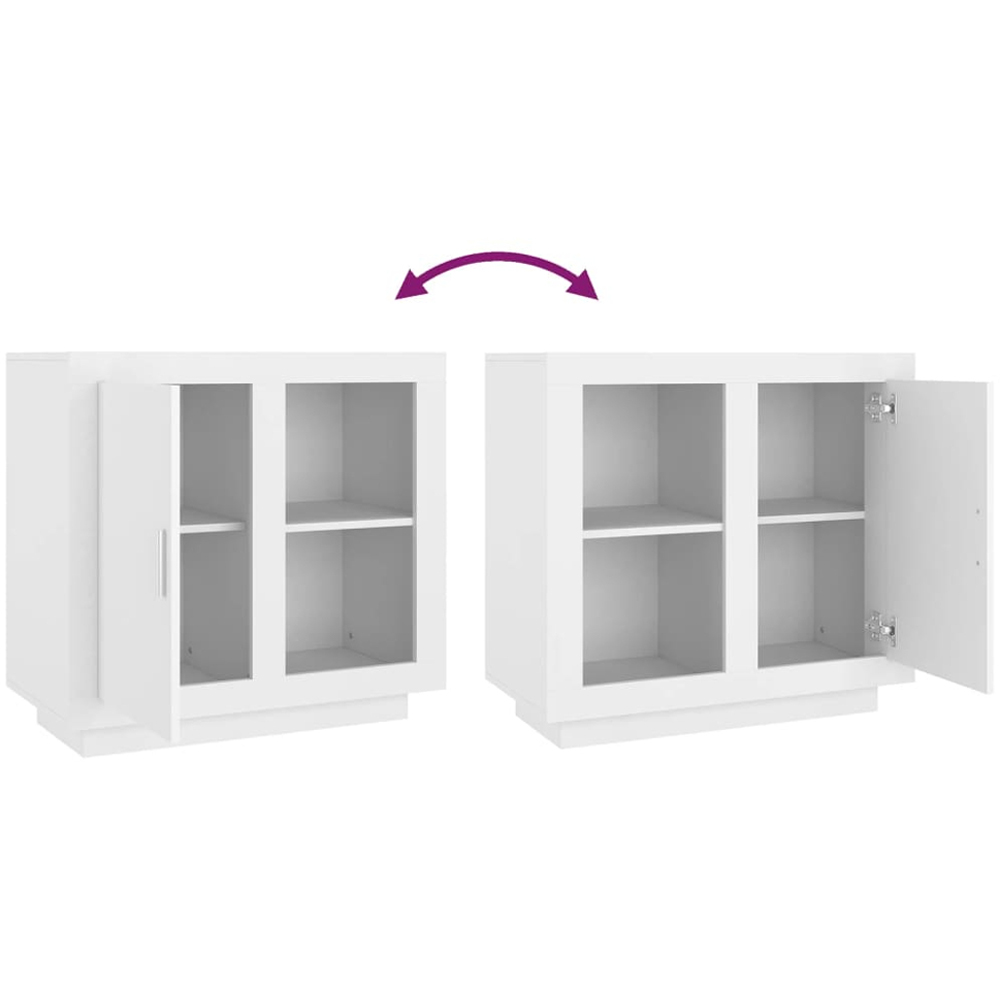 vidaXL Single Door 2 Shelf White Sideboard Image 6
