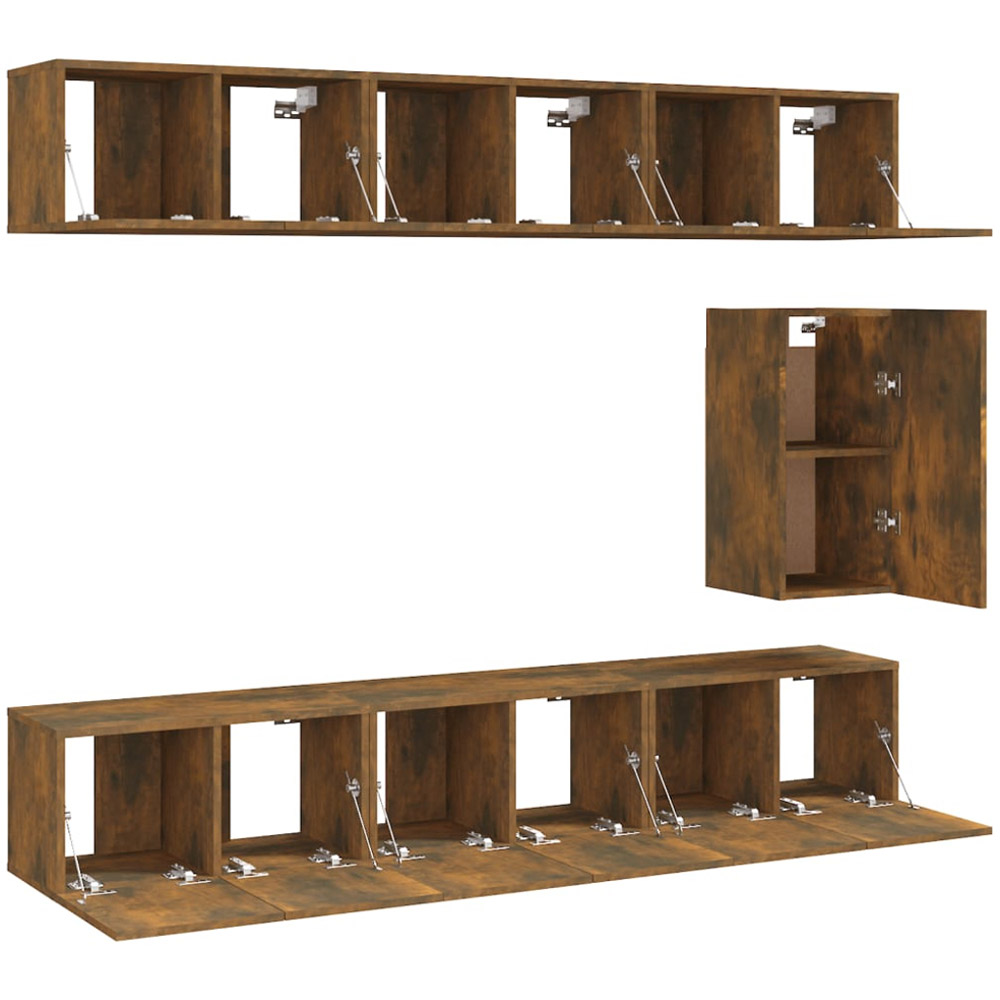 vidaXL 7 Piece Smoked Oak Wall Mounted TV Cabinet Set Image 4