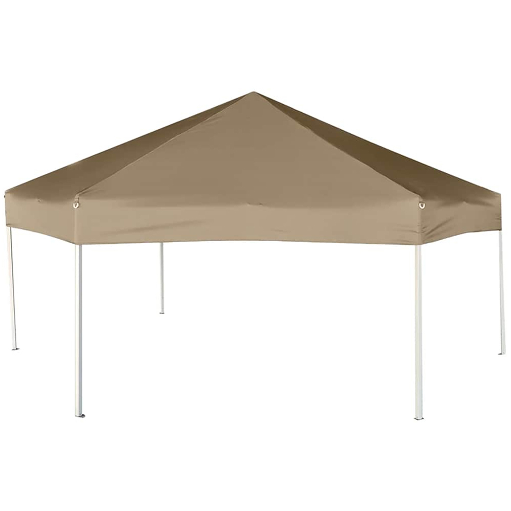 vidaXL 3.6 x 3.1m Taupe Hexagonal Marquee Pop Up Gazebo Party Tent Image 4