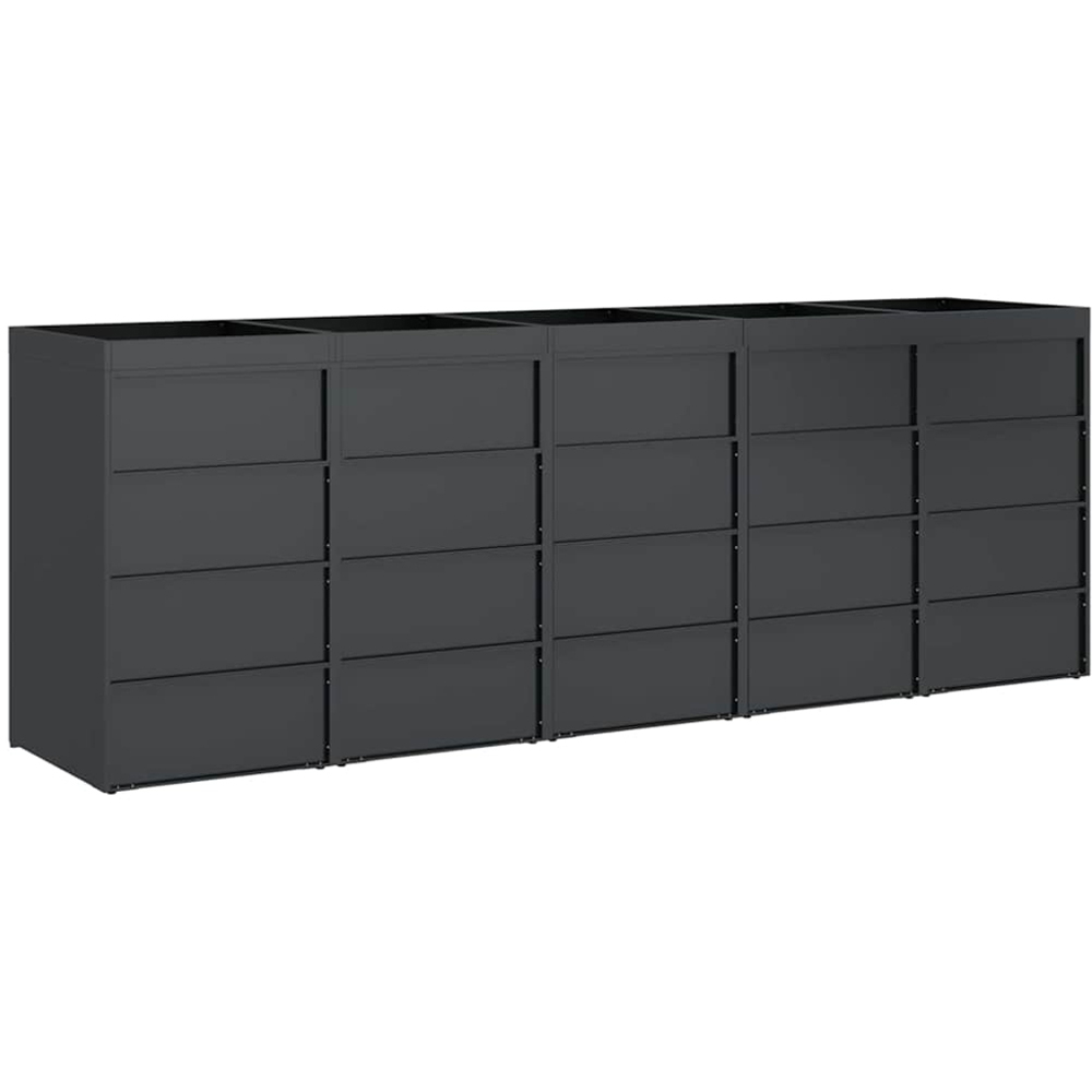 vidaXL Anthracite 5 Wheelie Bin Storage Shed with Stainless Steel Door and Planter Roof Image 5