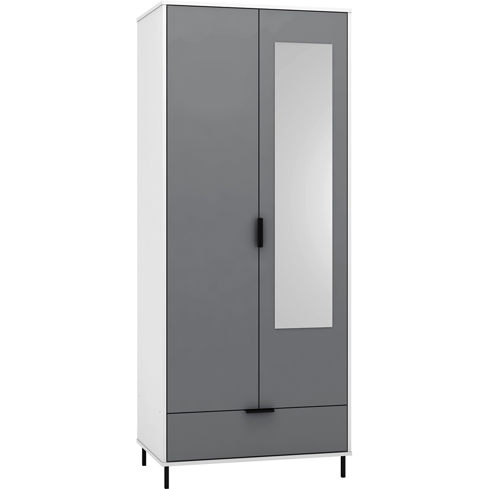 Seconique Madrid 2 Door Wardrobe Grey and White Gloss Bedroom Furniture Set Image 3