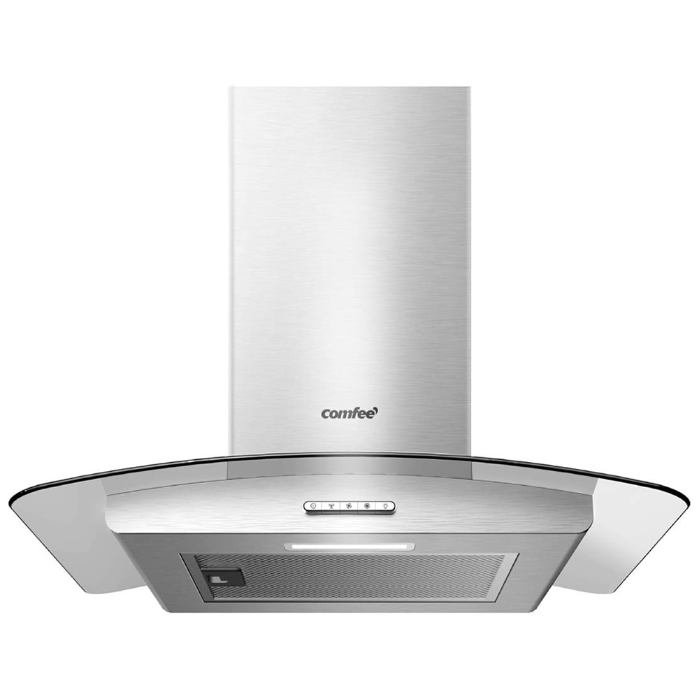 Comfee Stainless Steel Silver 60cm 3 Speed Wall Mounted Glass Cooker Hood Image 1
