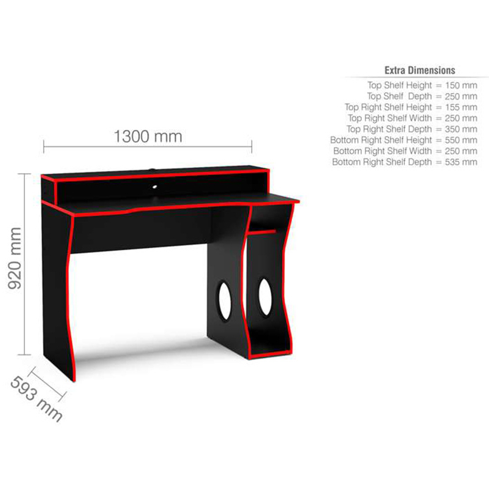 Enzo Gaming Computer Desk Black and Dark Red Image 8
