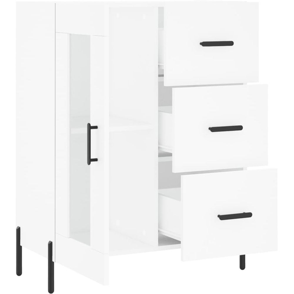 vidaXL Single Glass Door 3 Drawer White Sideboard Image 6