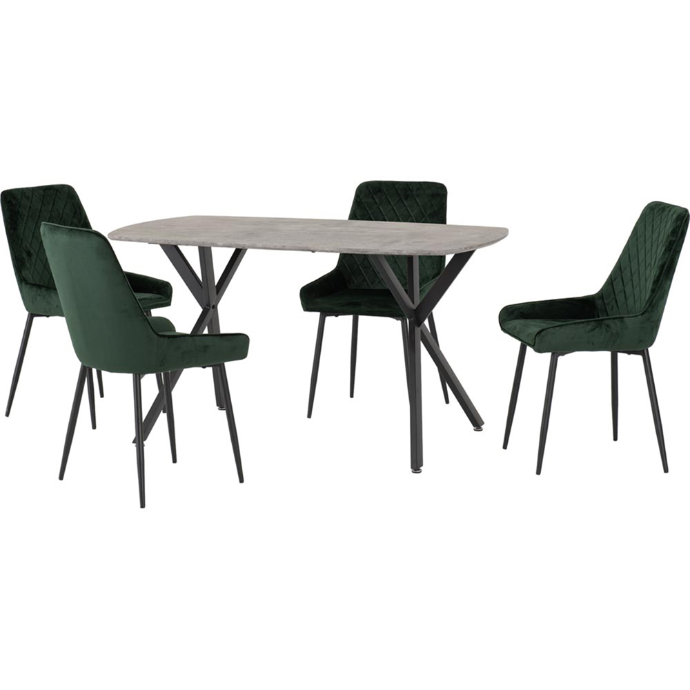 Seconique Athens Avery 4 Seater Dining Set Concrete and Emerald Green Image 2