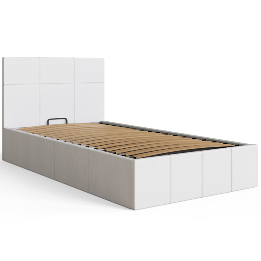 GFW Single White Faux Leather End Lift Ottoman Bed with Bonnell Mattress Image 3