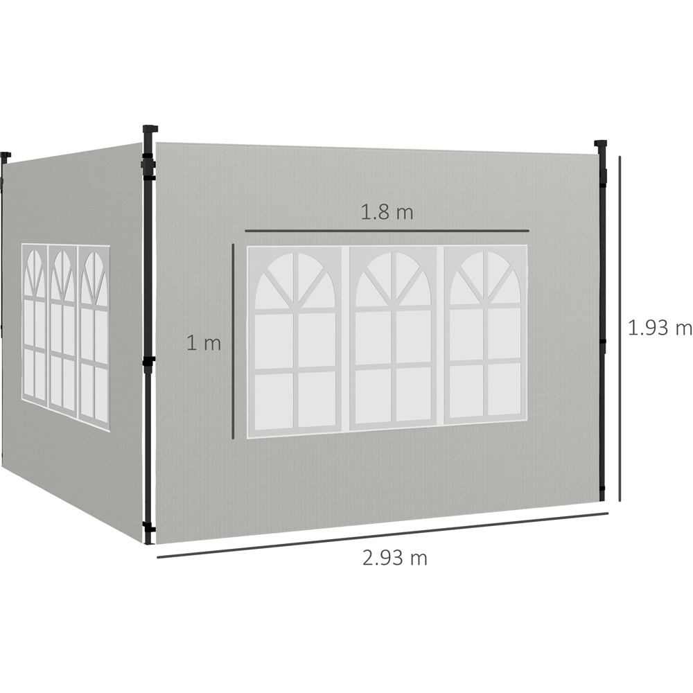 Outsunny 2 x 3m White Gazebo Replacement Side Panel with Window 2 Pack Image 7