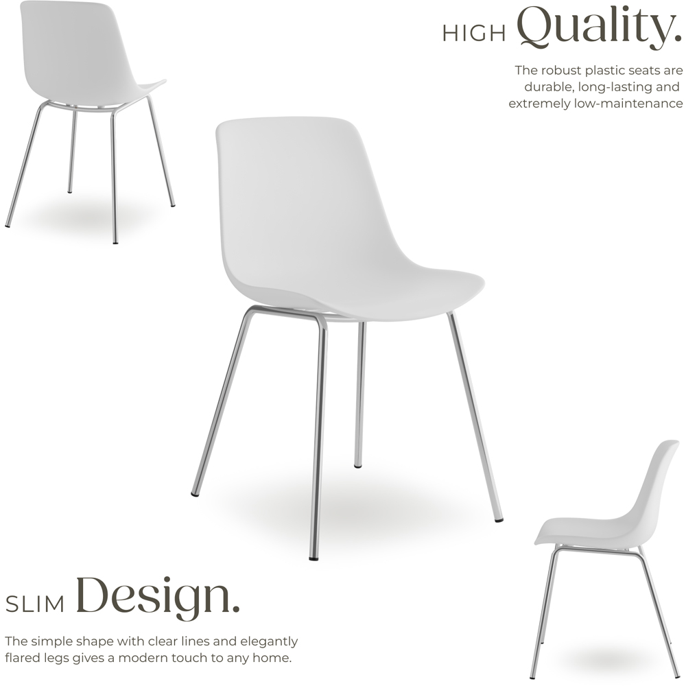 tectake Mave Set of 2 White and Chrome Dining Chair Image 3