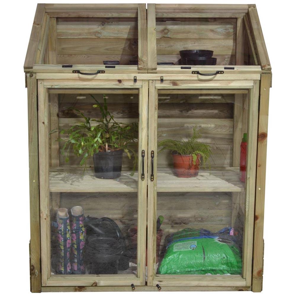 Forest Garden Softwood 4 x 2ft Mini Greenhouse Image 1