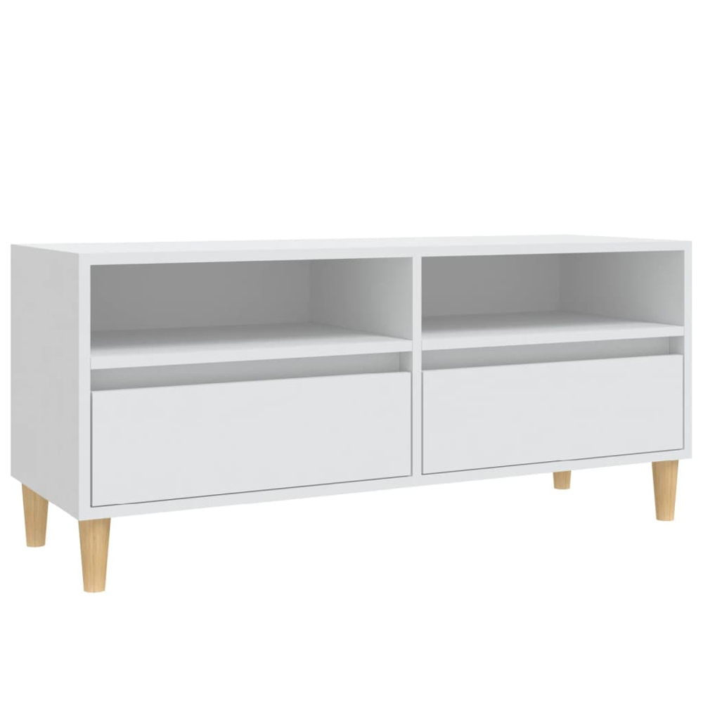 vidaXL 2 Drawer 2 Shelf White TV Cabinet Image 2
