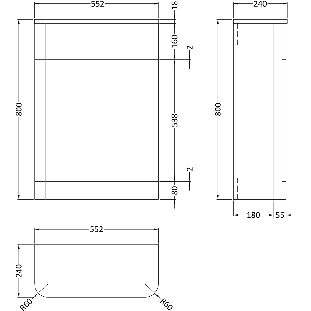nuie Parade Gloss White Floor Standing WC Unit 552mm Image 2