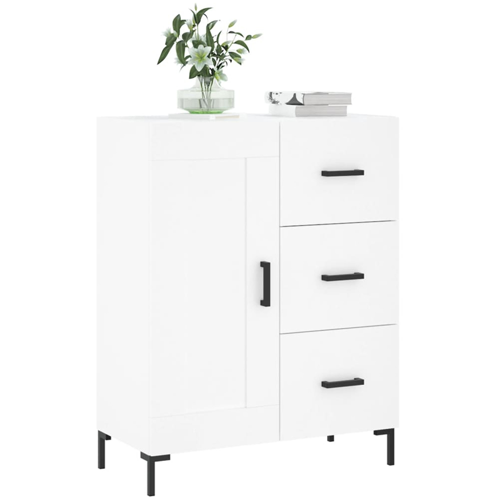 vidaXL Single Door 3 Drawer White Sideboard Image 3