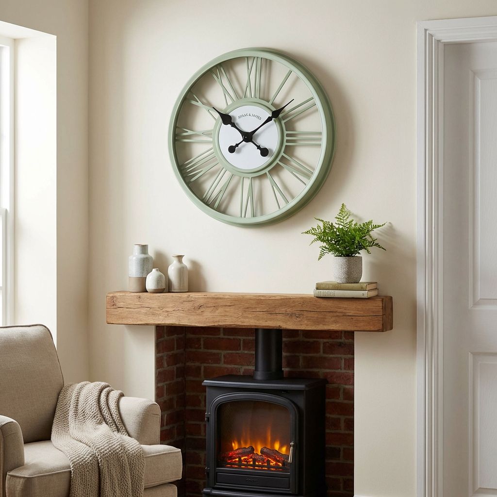 Jonas and James Round 3D Clock - Sage Image 4