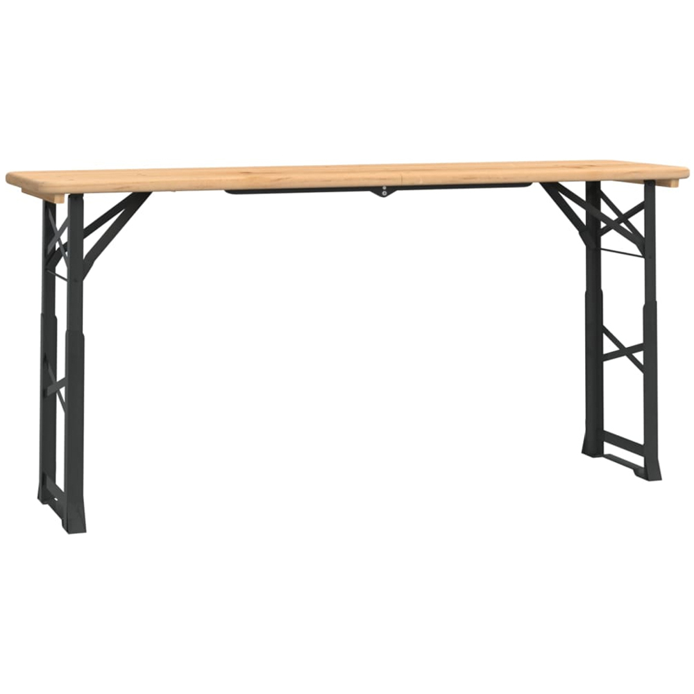 vidaXL Brown Solid Fir Wood Folding Garden Beer Table Image 2