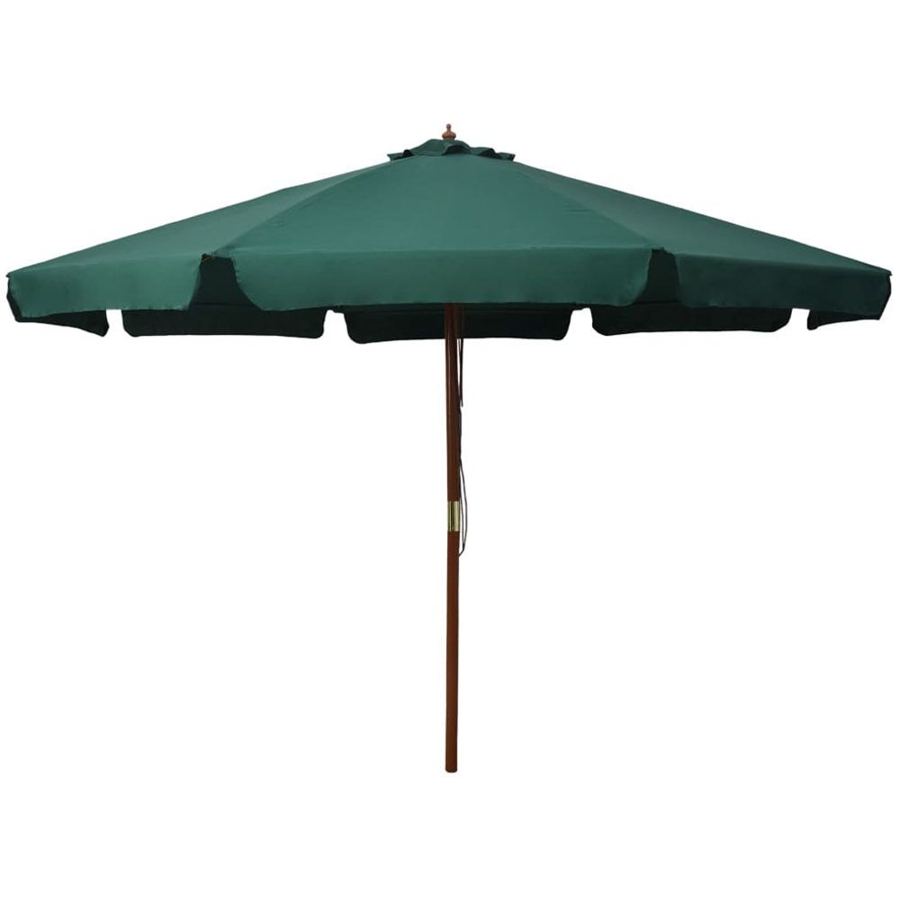 vidaXL Green Garden Parasol with Wooden Pole 3.3m Image 1