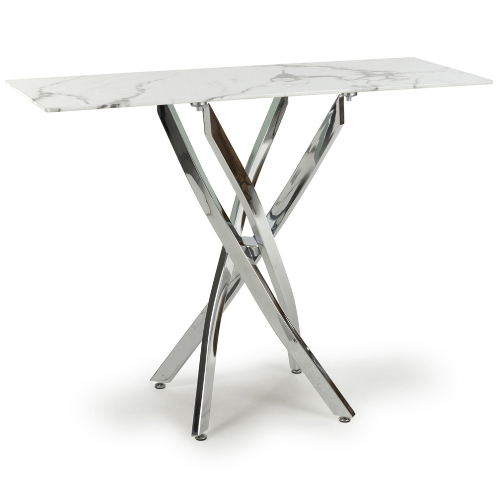 wilko Monaco Chrome and White Marble Glass Console Table Image 2