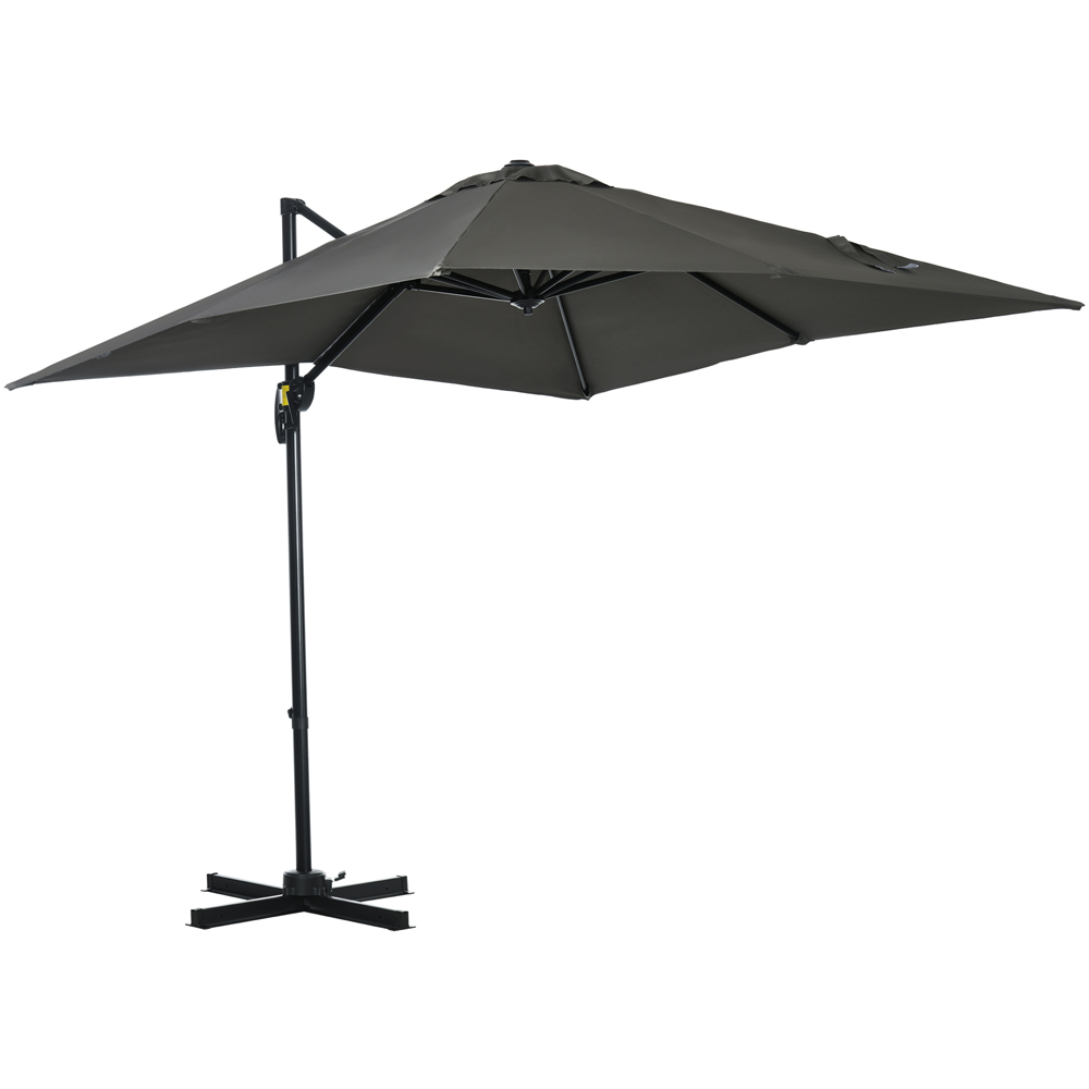 Outsunny Grey Crank Handle Cantilever Parasol with Cross Base 2.5 x 2.5m Image 1
