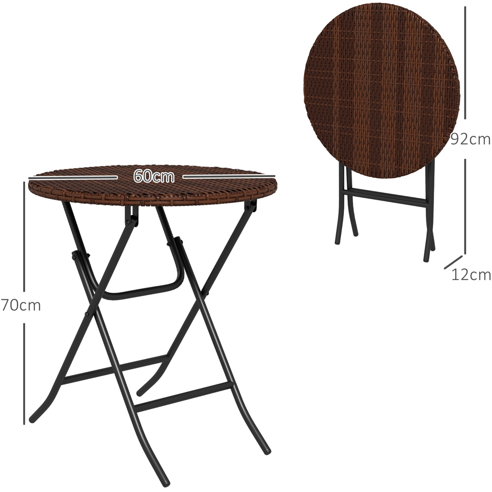 Outsunny Mixed Brown PE Rattan Foldable Coffee Table Image 7