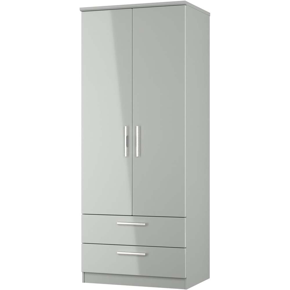 Crowndale Knightsbridge 2 Door 2 Drawer Grey Gloss and Dusk Grey Wardrobe Ready Assembled Image 3