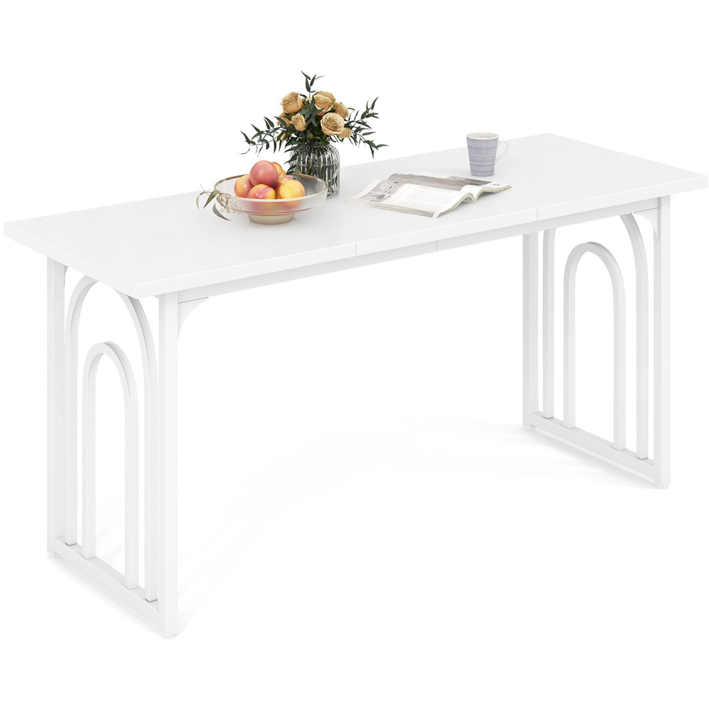 Costway 8 Seater Dining Table with Metal Legs White Image 2